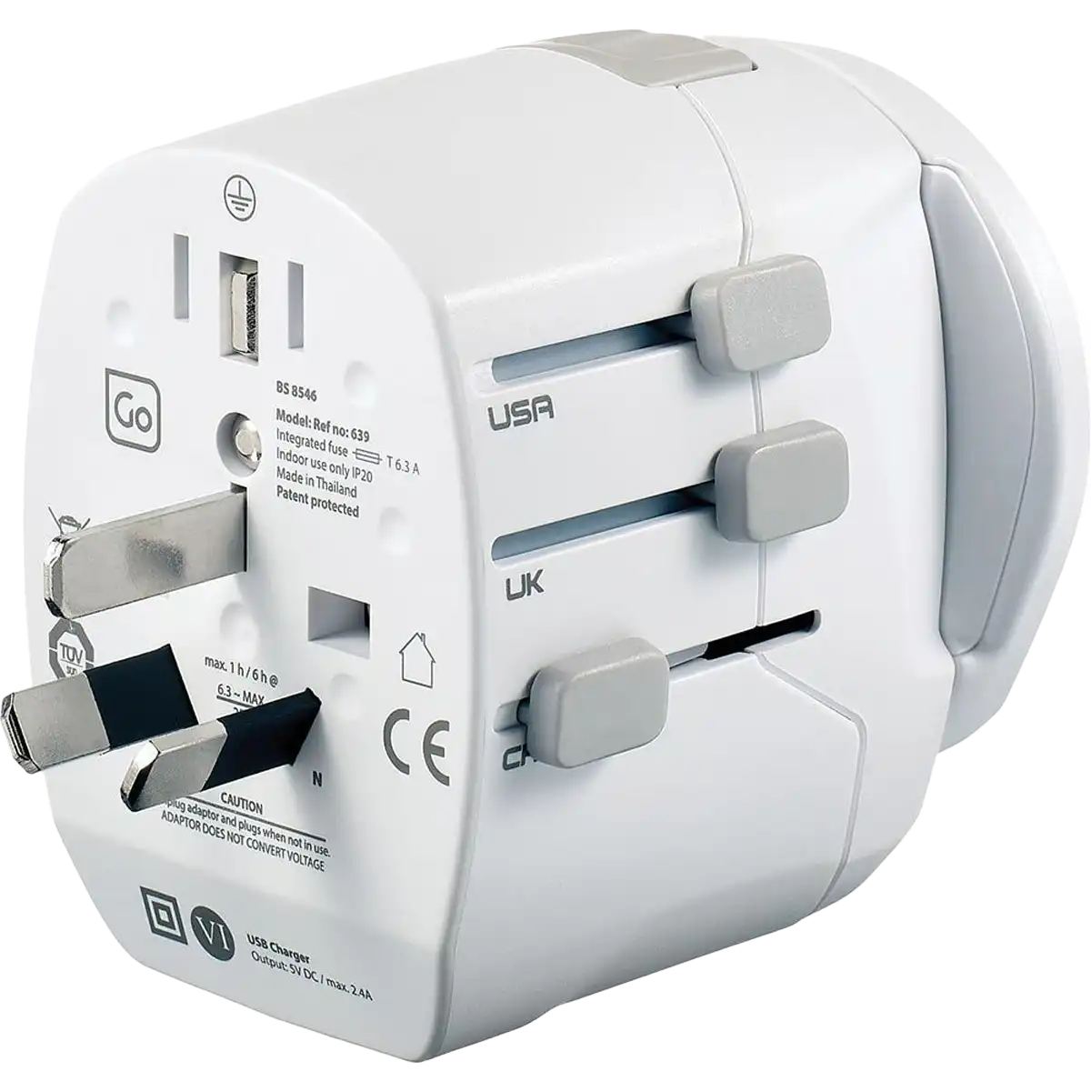 Worldwide Grounded Adaptor USB