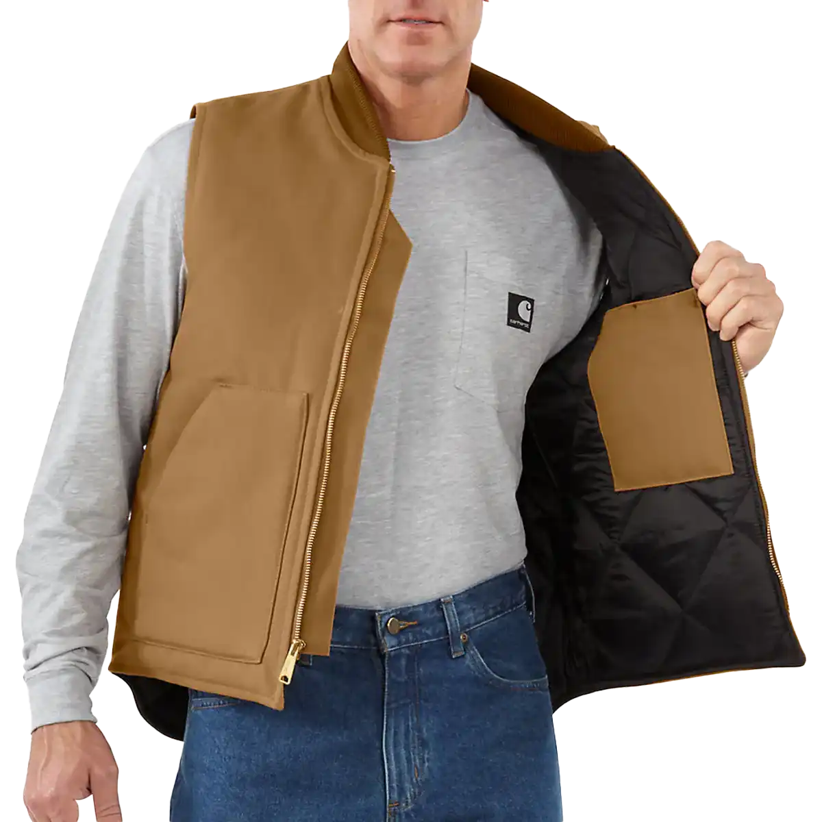 Men's Relaxed Fit Firm Duck Insulated Rib Collar Vest