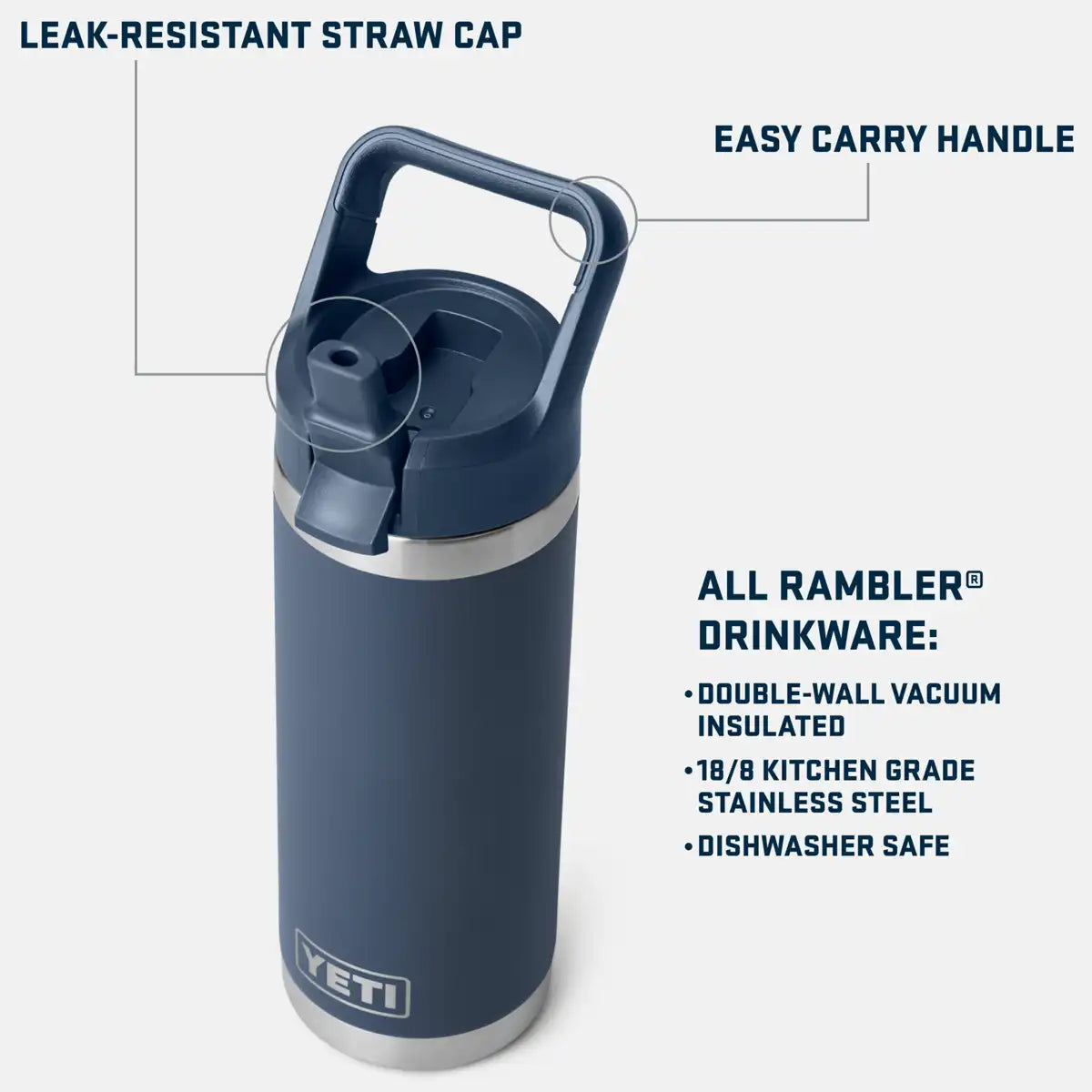 Rambler 18 oz Bottle with Color Matching Straw Cap