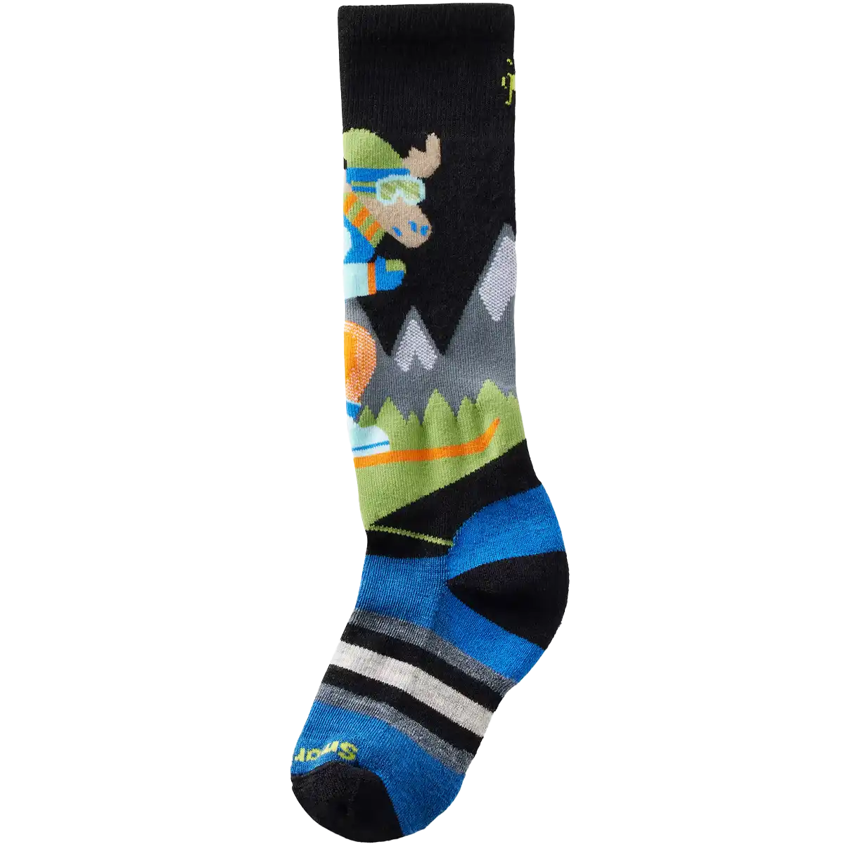 Youth Wintersport Full Cushion Mountain Moose Pattern Over The Calf Socks