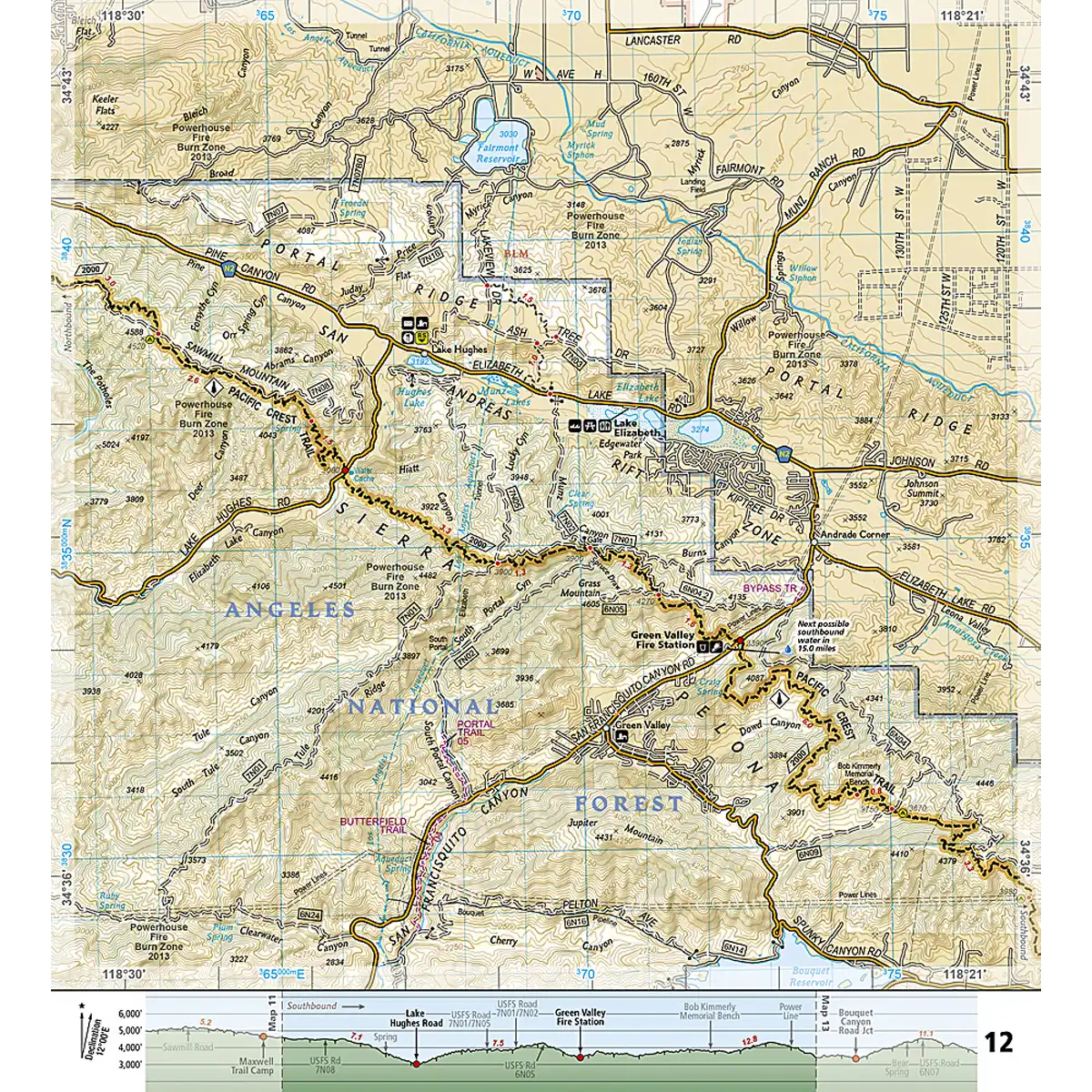 Pacific Crest Trail: Scodie, Piute, and Tehachapi Mountains Map