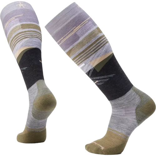 Men's Snowboard Targeted Cushion Broken Lines Pattern Over The Calf Socks