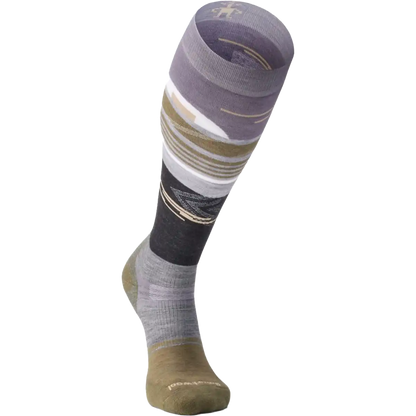 Men's Snowboard Targeted Cushion Broken Lines Pattern Over The Calf Socks