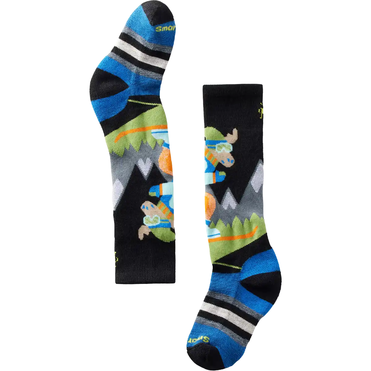 Youth Wintersport Full Cushion Mountain Moose Pattern Over The Calf Socks