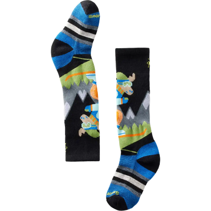 Youth Wintersport Full Cushion Mountain Moose Pattern Over The Calf Socks