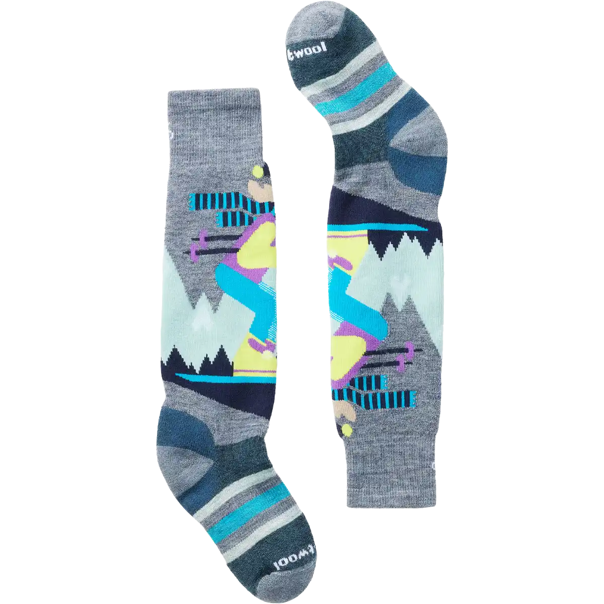 Youth Wintersport Full Cushion Mountain Moose Pattern Over The Calf Socks