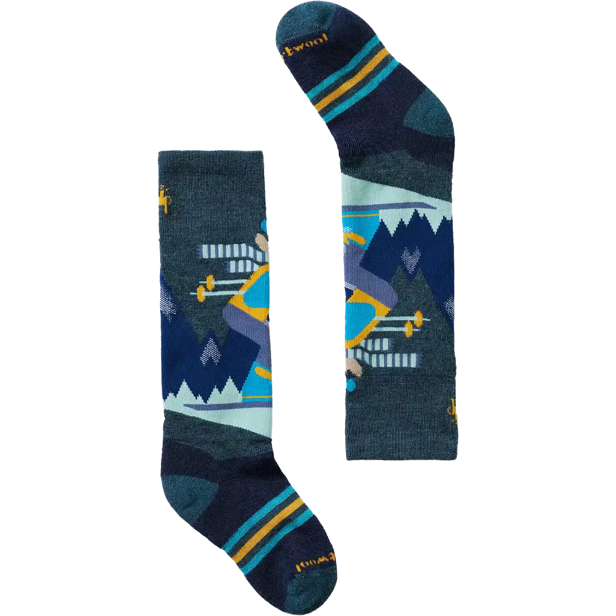 Youth Wintersport Full Cushion Mountain Moose Pattern Over The Calf Socks