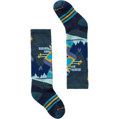 Youth Wintersport Full Cushion Mountain Moose Pattern Over The Calf Socks