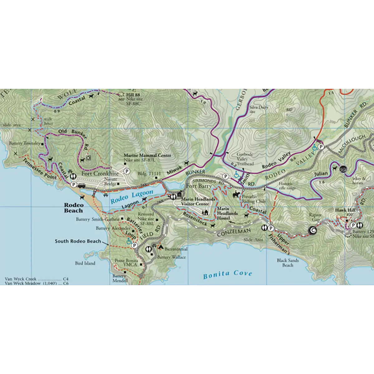 Mt Tam, Muir Woods and Headlands Map