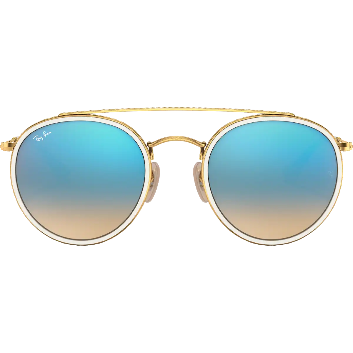 Round Double Bridge - Polished Gold/Blue Flash