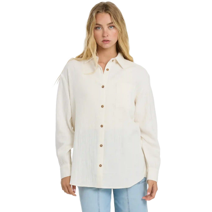 Women's Wanderer Solid Long Sleeve Woven Top