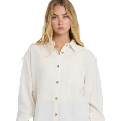 Women's Wanderer Solid Long Sleeve Woven Top