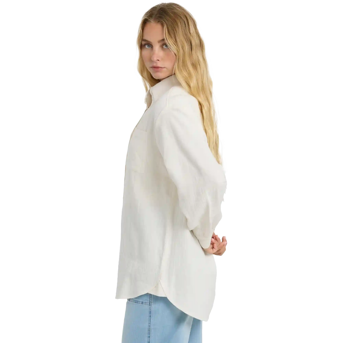 Women's Wanderer Solid Long Sleeve Woven Top