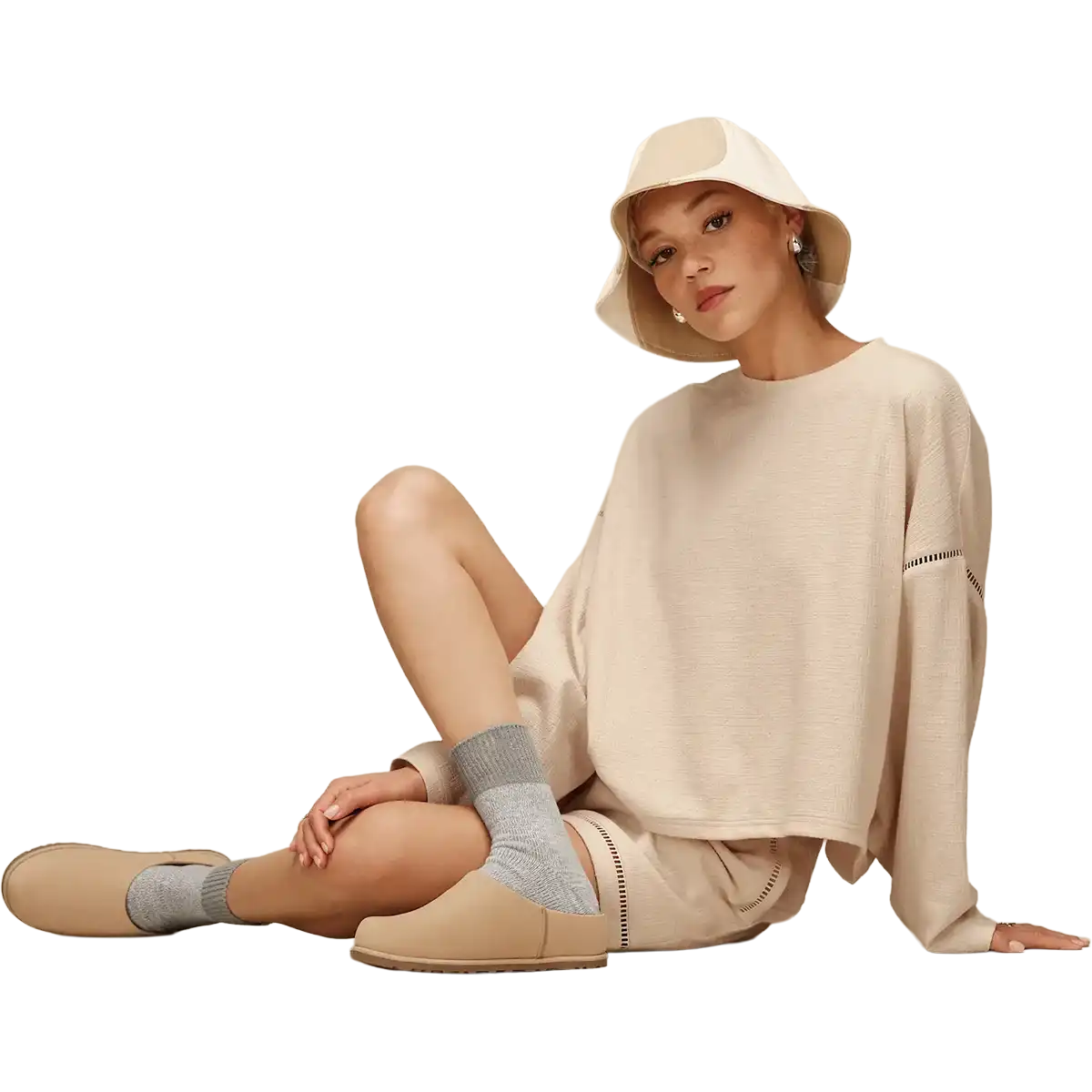 Women's Rib Knit Slouchy Quarter