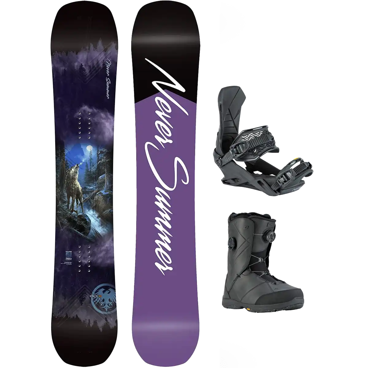 Never Summer Women's Proto T3 FR Demo Snowboard Package