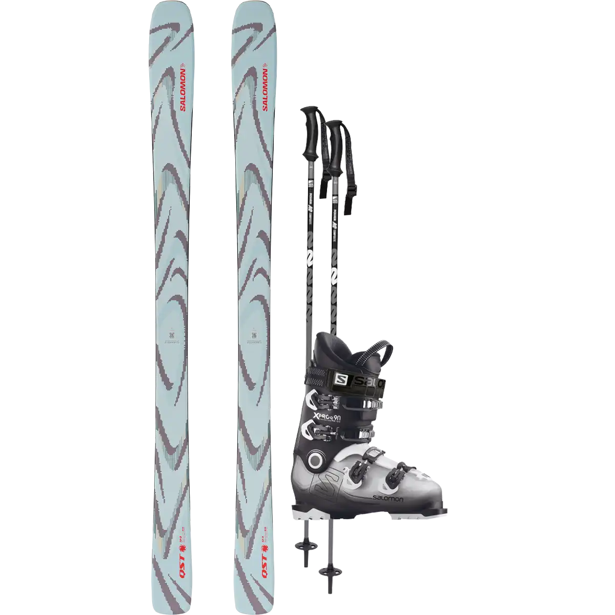 Salomon QST 94 Iced Aqua Demo Ski Package